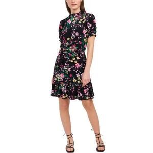Riley & Rae Lena Black Floral-Print Dress, Size XS